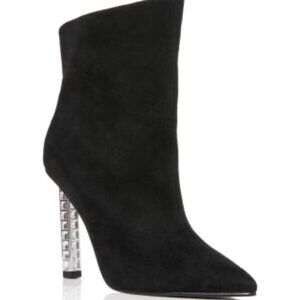 NEW!! AQUA PERIN BLACK SUEDE. WITH A CRYSTAL HEEL SIZE 7.5